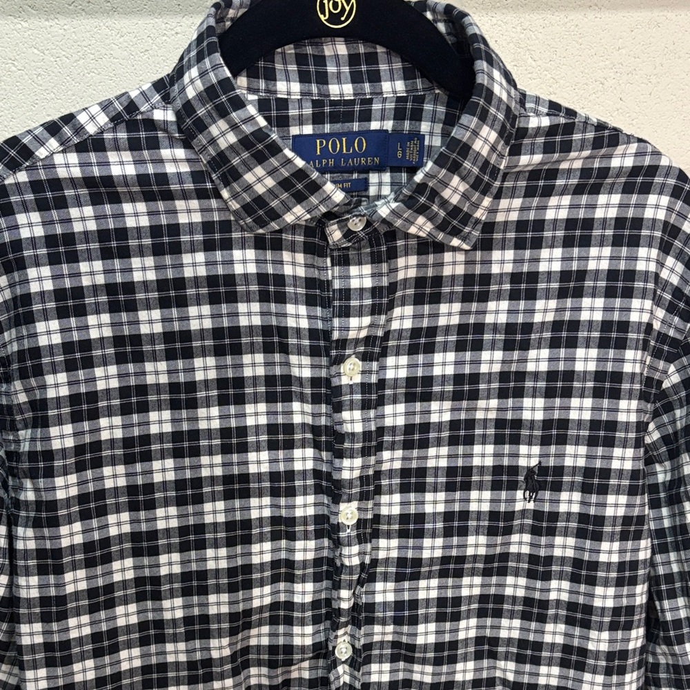 Polo by Ralph Lauren Black and White Plaid Men's Shirt large slim fit